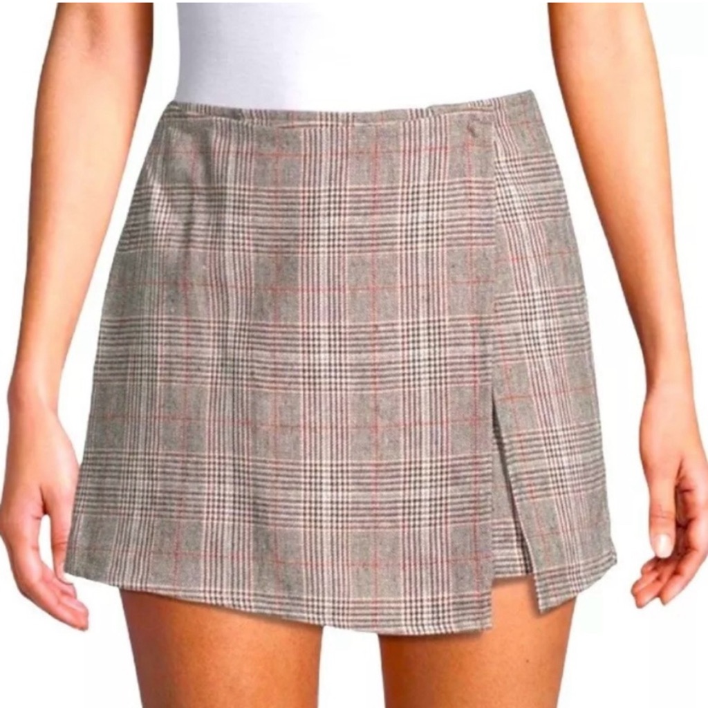 Lea & Viola Gray Plaid Wrap Skirt Skort Size Small